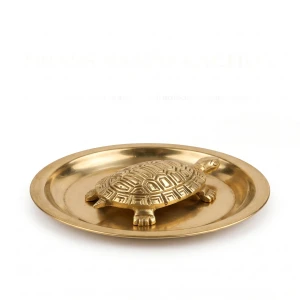 Hanumanta Golden Vastu Turtle with Puja Plate (9.5 cm)