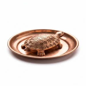 Hanumanta Pure Copper Vastu Turtle with Puja Plate (8.5 cm)