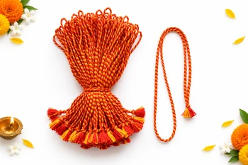 Red & Yellow Baddhi Puja Thread/Mala (Pack of 12)