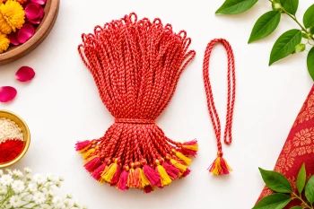 Red & Yellow Puja Dhaga/Mala | Moli (Pack of 12)