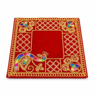 Hanumanta Traditional Velvet Chowki Aasan / Mandir Mat (5.5 x 5.5) for Deity Idols